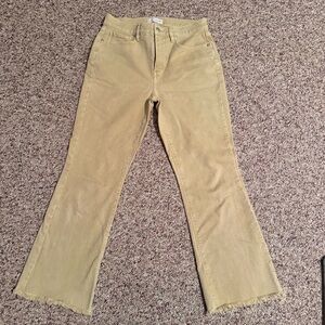 LOFT Tan mid rise , flare, frayed hem jeans 2